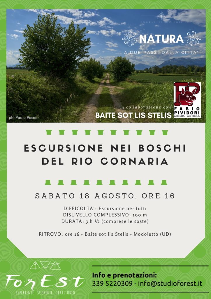 Sabato 18 agosto ore 16:00: escursione nei boschi del rio Cornaria.